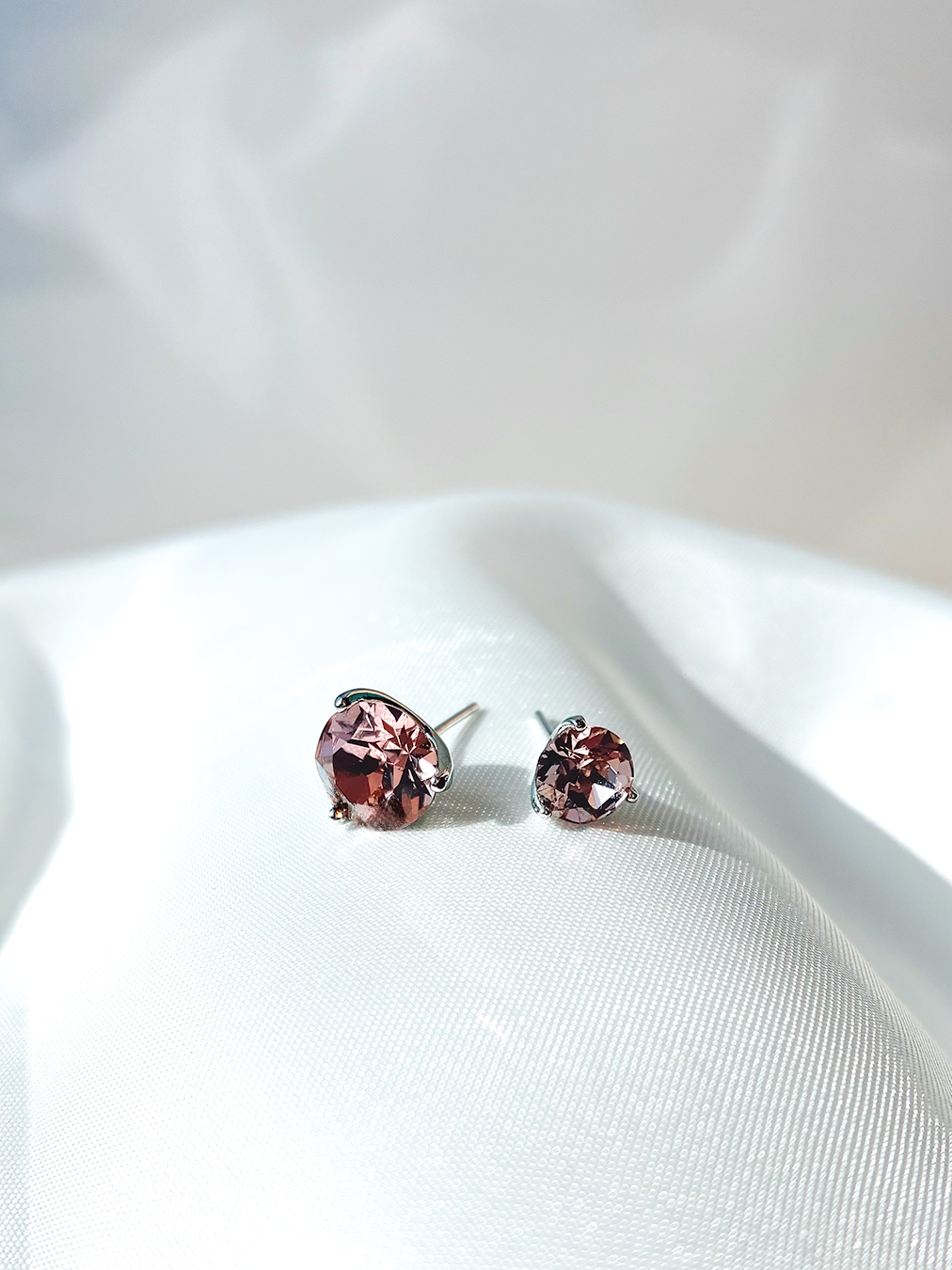 奧地利元素水晶925耳環 - 淡粉紅 Rose Pink