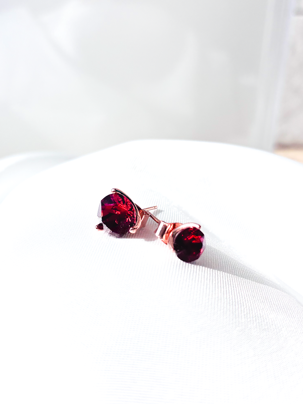 奧地利元素水晶925耳環 - 栗紅 Maroon Red