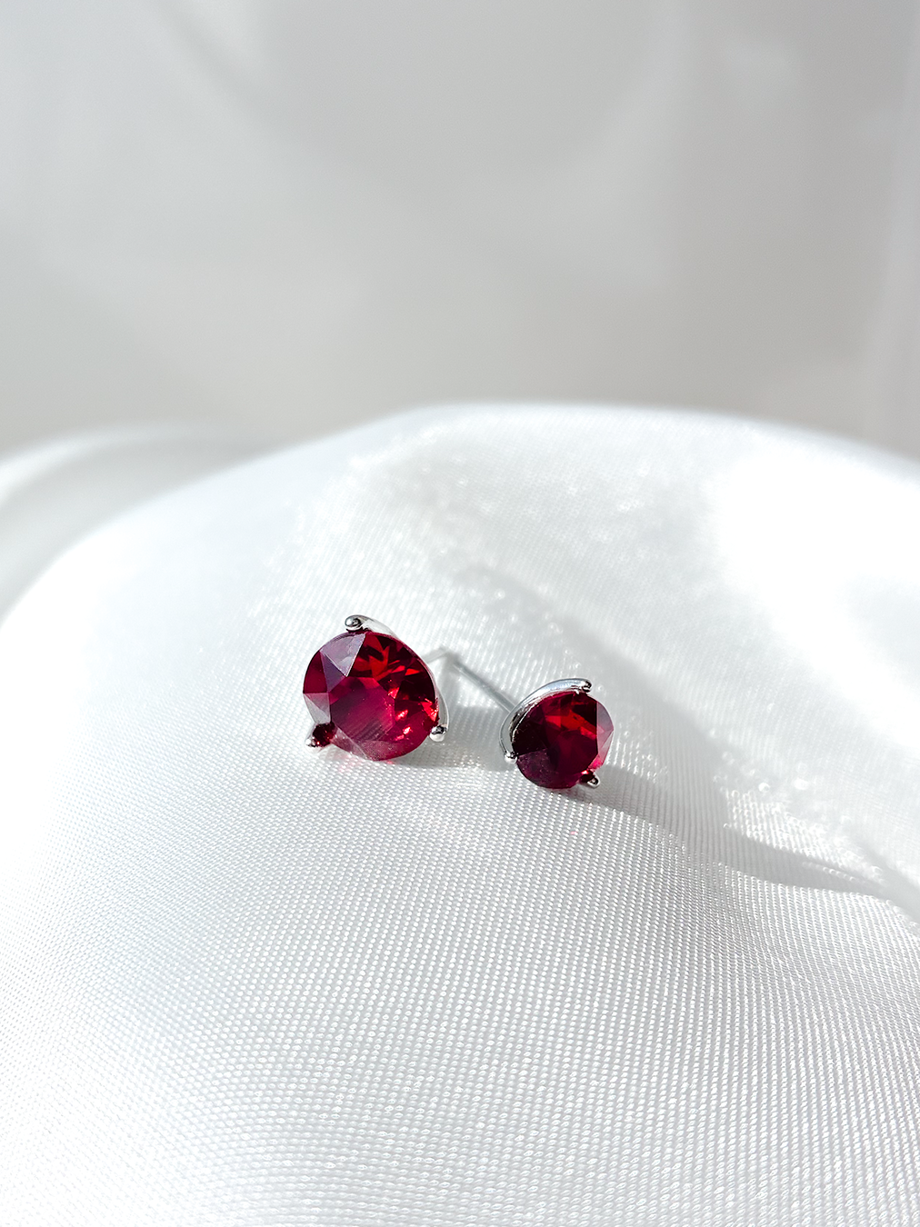 奧地利元素水晶925耳環 - 栗紅 Maroon Red