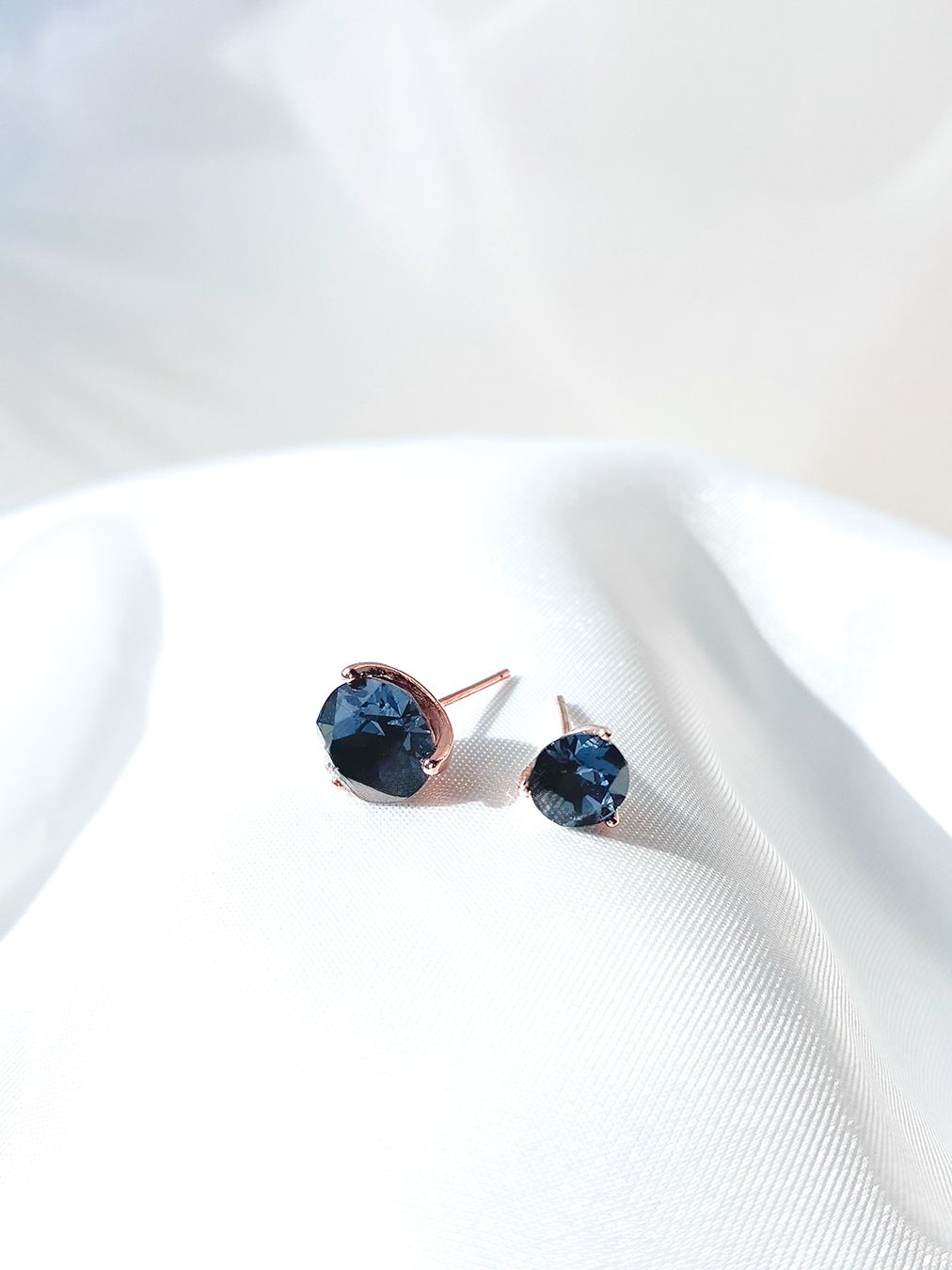 奧地利元素水晶925耳環 - 深夜藍 Mid Night Blue
