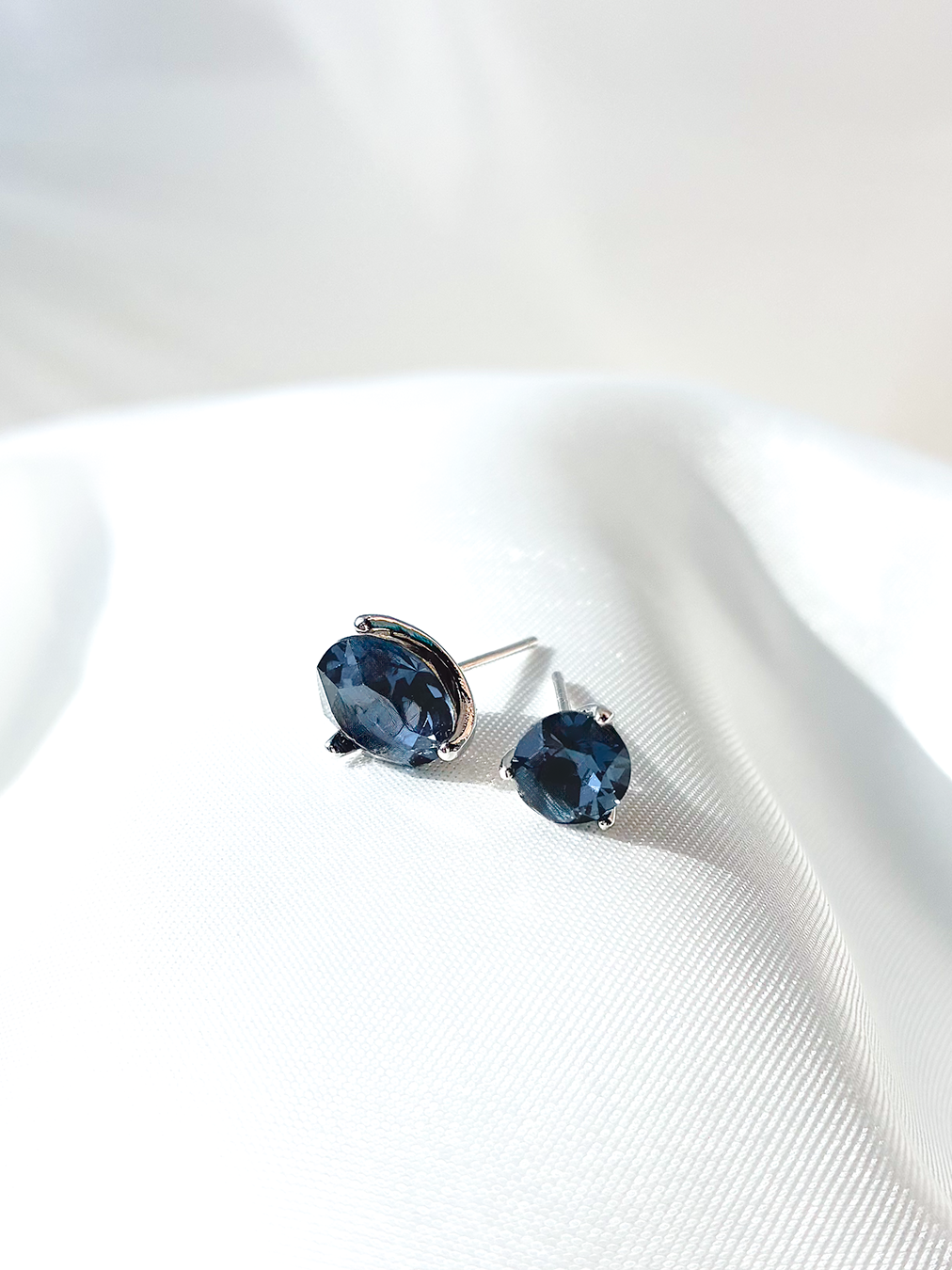 奧地利元素水晶925耳環 - 深夜藍 Mid Night Blue