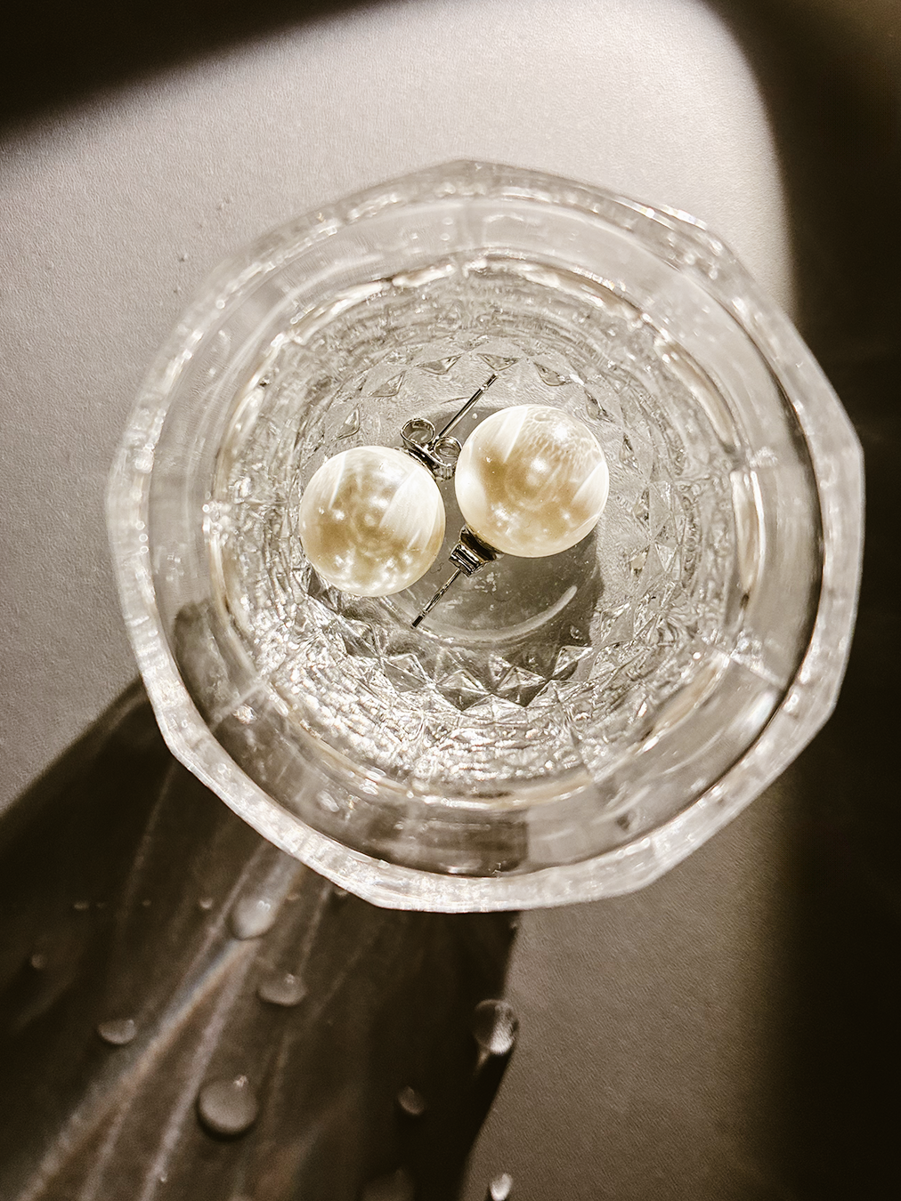 圓形淡水珍珠925耳環（珍珠光色）