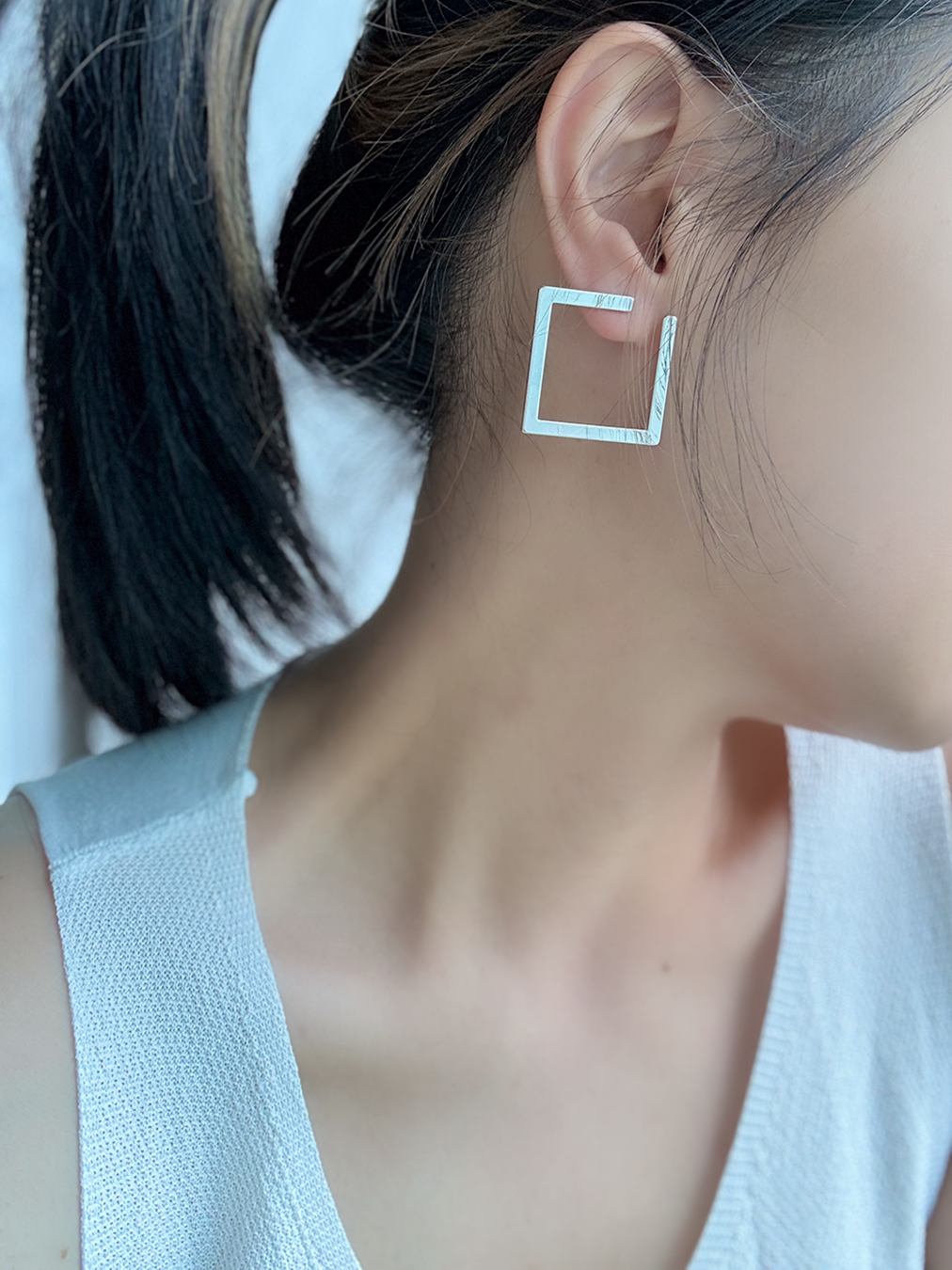 方形開口 925耳環