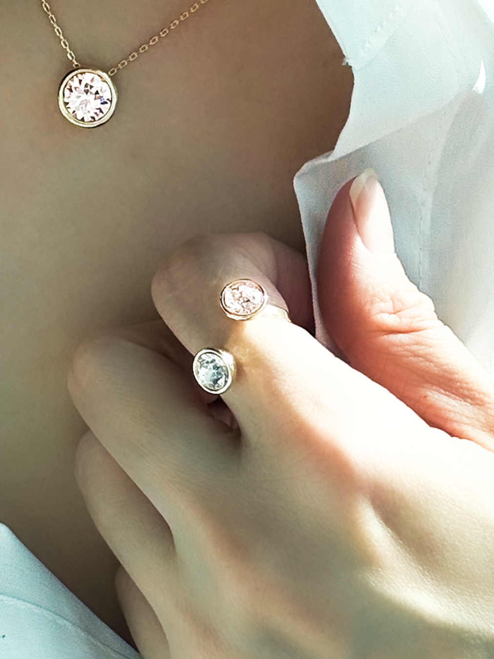 《獨家設計》奧地利元素水晶18K鍍金雙石戒指 Element Stone 18K Gold Plated Ring