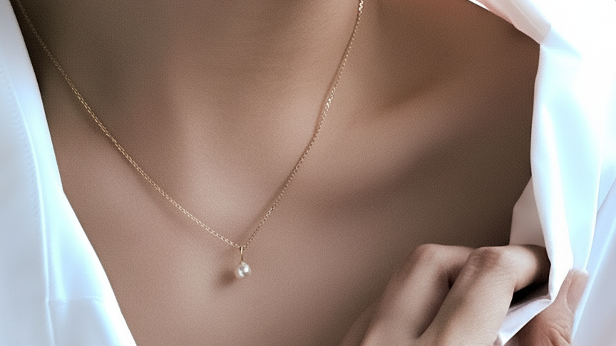 18K 鍍金晶體珍珠925頸鏈