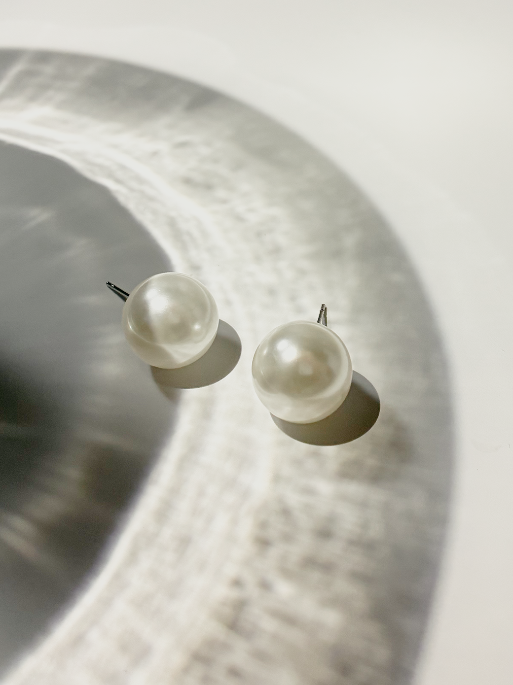 圓形淡水珍珠925耳環（珍珠光色）